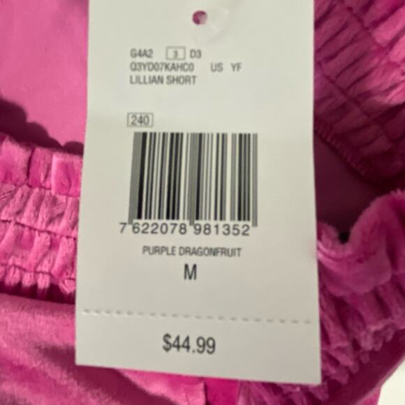 Guess Lillian Velour Dragonfruit Shorts Women's Size Medium Pink Pull on Sparkle - Picture 7 of 10